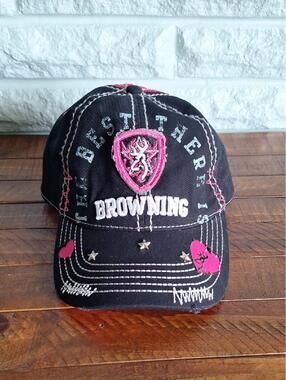 Y2k Browning Pink And Black Country Trucker Hat